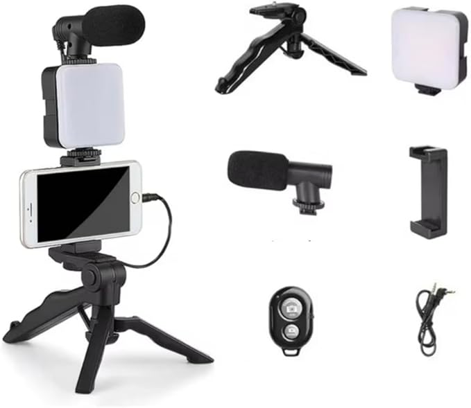 Kit Video Streaming INFLUENCE MAX® ¡Tripode De Celular Con Luz Y Microfono!