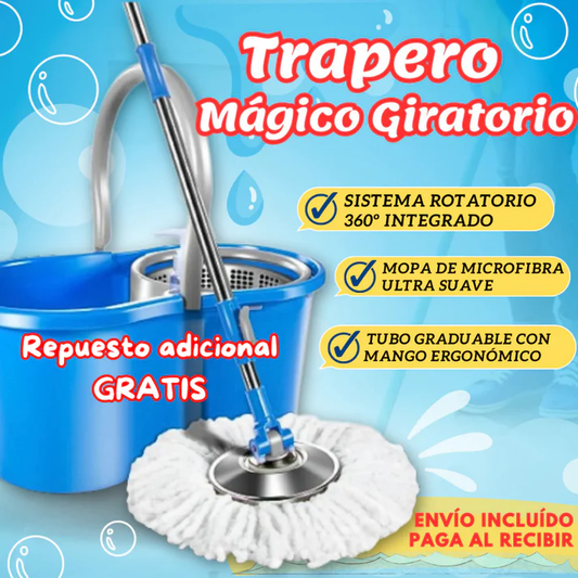 🧼 Trapeador Giratorio 360° con Cubeta + Repuesto Adicional GRATIS 🎁